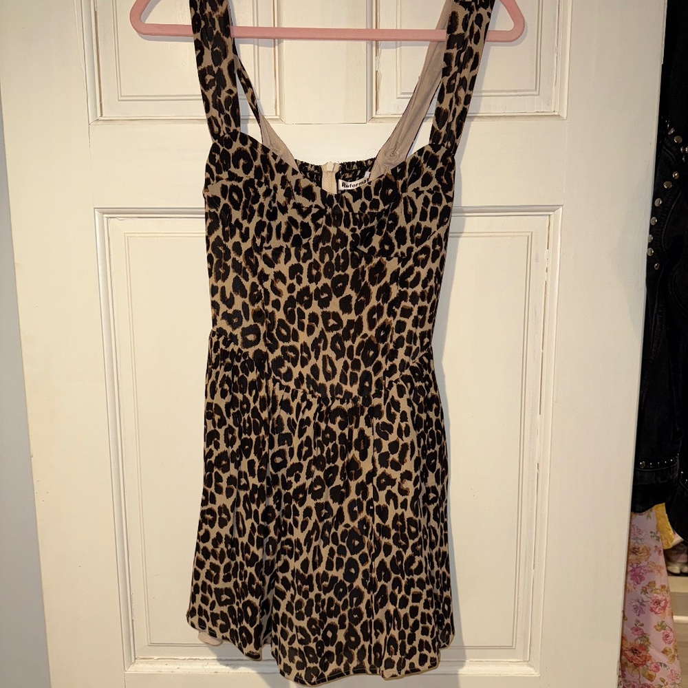 Reformation Leopard Print Mini Dress - Tan and Black